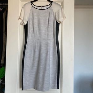 CLUB MONACO DRESS WITH BLACK FAUX LEATHER DETAIL